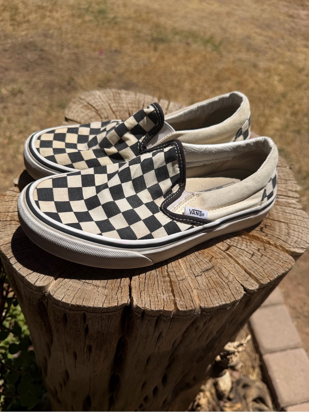 Vans Checkerboard Slip-On Sneakers - Black & Cream